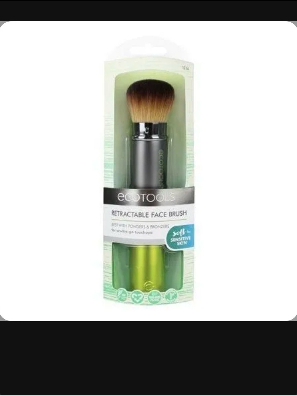 ecotools Green Retractable Kabuki Makeup Brush with Silver Ferrule